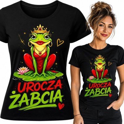 Koszulka damska z żabką księżniczką „Urocza żabcia” - bajkowy motyw