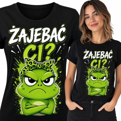 Koszulka damska z żabą i napisem „Zajebać ci?” - wulgarny humor