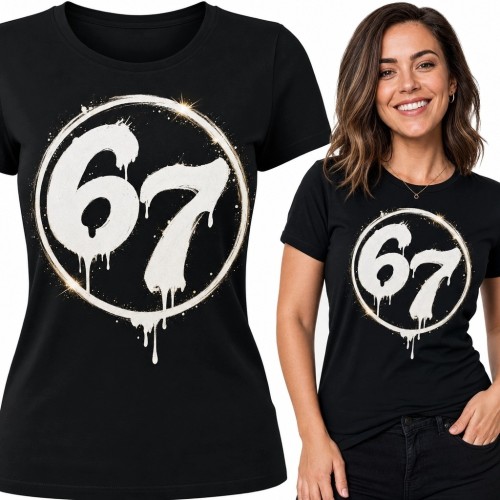 Koszulka damska z numerem „67” - graffiti w stylu streetwear