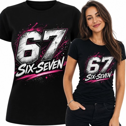 Koszulka damska z numerem „67” i napisem „Six-Seven” - sportowy streetwear