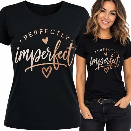 Koszulka damska z sercami „Perfectly imperfect” - motyw samoakceptacji