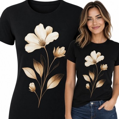Koszulka damska z magnolią - elegancki motyw botaniczny