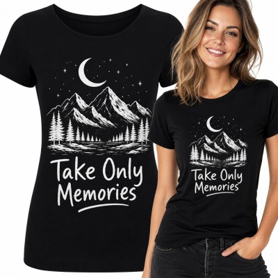Koszulka damska z nocnym pejzażem górskim „Take Only Memories”