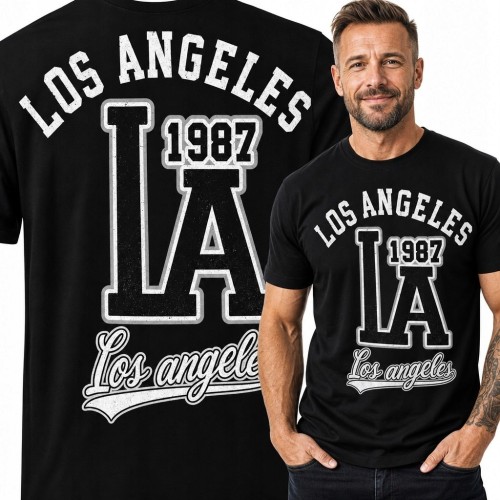 Koszulka męska „Los Angeles” z monogramem LA i rocznikiem 1987