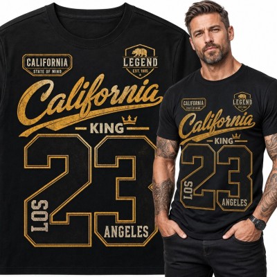 Koszulka męska „California” - Los Angeles i numer 23 w stylu varsity