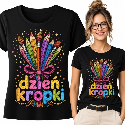 Koszulka damska na Dzień Kropki „Dzień kropki” - kolorowe kredki