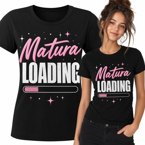 Koszulka damska dla maturzystki „Matura Loading” - z paskiem postępu