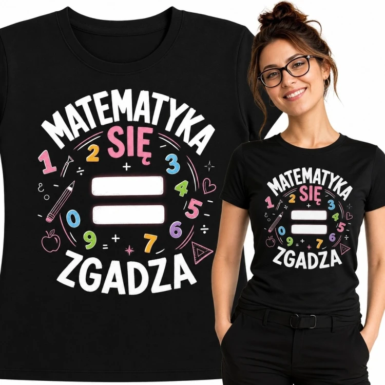 Koszulka damska dla miłośniczki matematyki „Matematyka się zgadza” - kolorowe cyfry