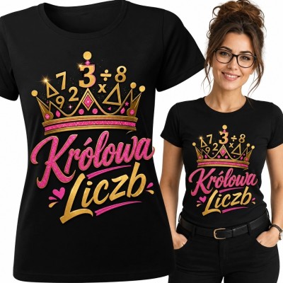 Koszulka damska „Królowa Liczb” dla matematyczki - korona z cyfr