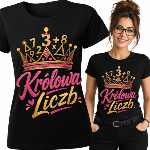 Koszulka damska „Królowa Liczb” dla matematyczki - korona z cyfr