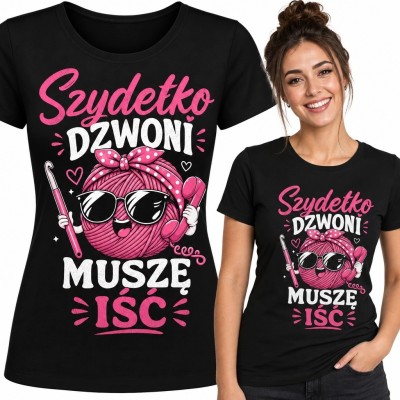Koszulka damska dla miłośniczki szydełkowania - „Szydełko dzwoni, muszę iść”