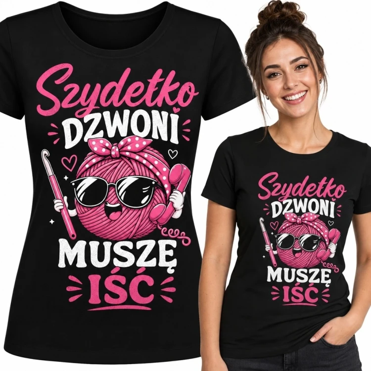 Koszulka damska dla miłośniczki szydełkowania - „Szydełko dzwoni, muszę iść”