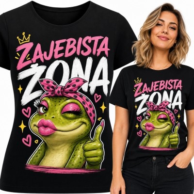 Koszulka damska dla żony „Zajebista żona” - zabawna żaba