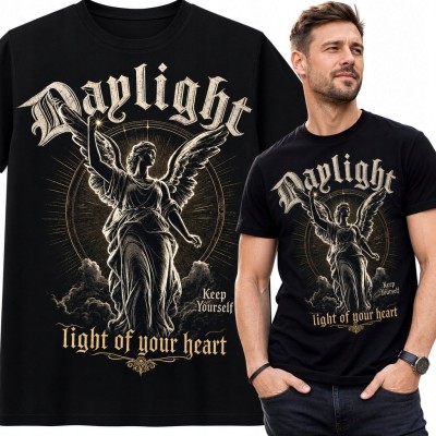 Koszulka męska z gotyckim aniołem „Daylight” - symboliczny nadruk