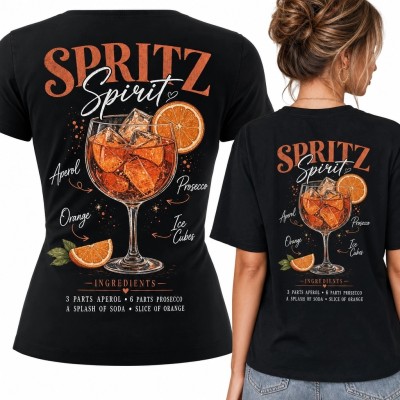 Koszulka damska „Spritz Spirit” z koktajlem Spritz - duży nadruk na plecach