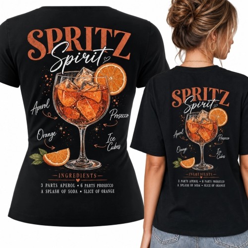 Koszulka damska „Spritz Spirit” z koktajlem Spritz - duży nadruk na plecach