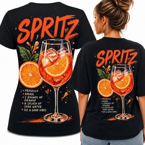 Koszulka damska z koktajlem „Spritz” - duży nadruk na plecach