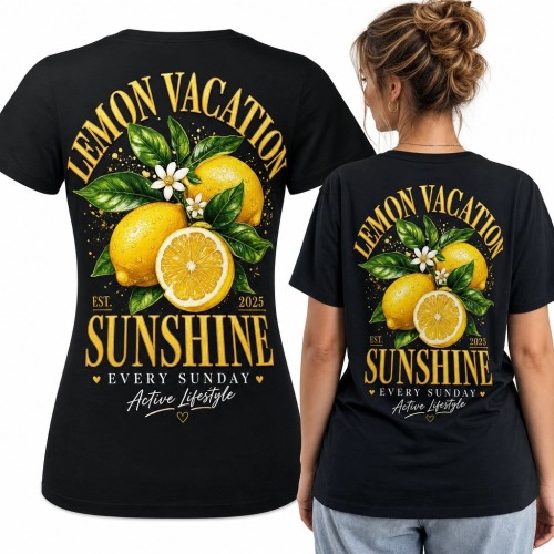 Koszulka damska z cytrynami „Sunshine / Lemon Vacation” - wakacyjny nadruk retro