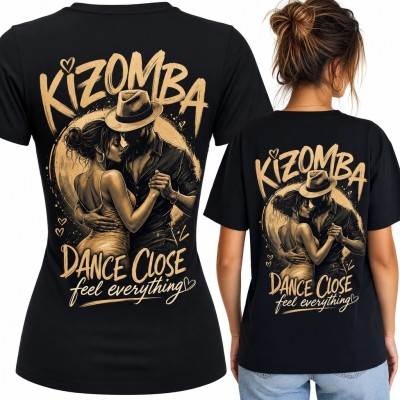 Koszulka damska z nadrukiem „Kizomba” - tańcząca para w bliskim objęciu
