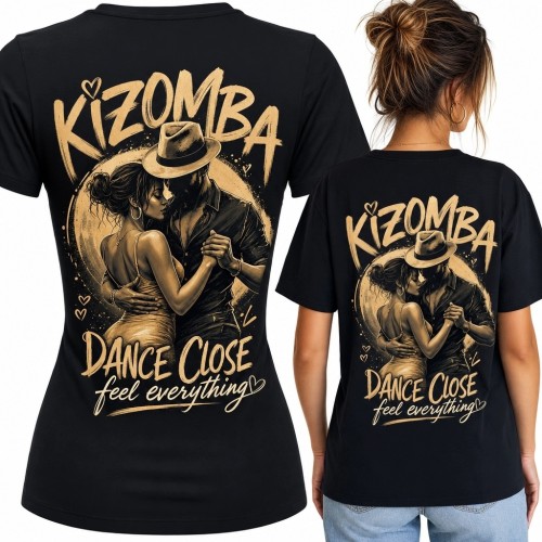 Koszulka damska z nadrukiem „Kizomba” - tańcząca para w bliskim objęciu