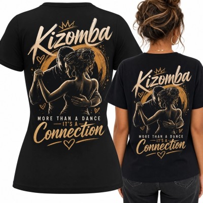 Koszulka damska dla tancerki z napisem „Kizomba” - tańcząca para