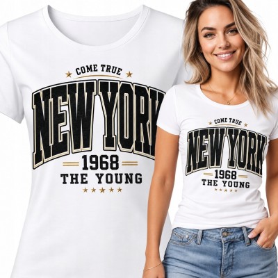 Koszulka damska „New York” z rokiem 1968 - styl retro college