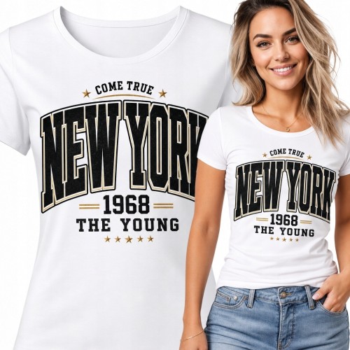 Koszulka damska „New York” z rokiem 1968 - styl retro college