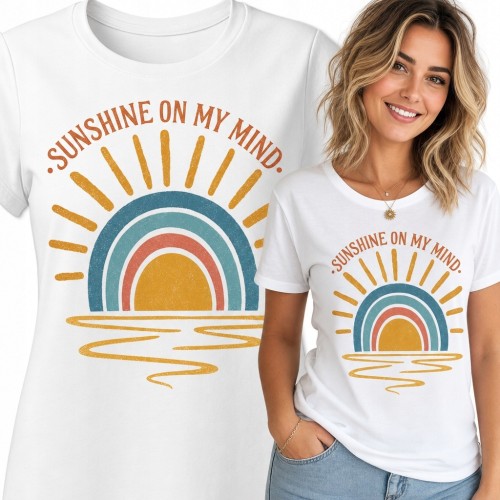 Koszulka damska ze słońcem retro „Sunshine on my mind”