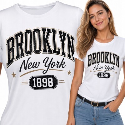 Koszulka damska „Brooklyn” - miejski motyw Nowego Jorku w stylu varsity
