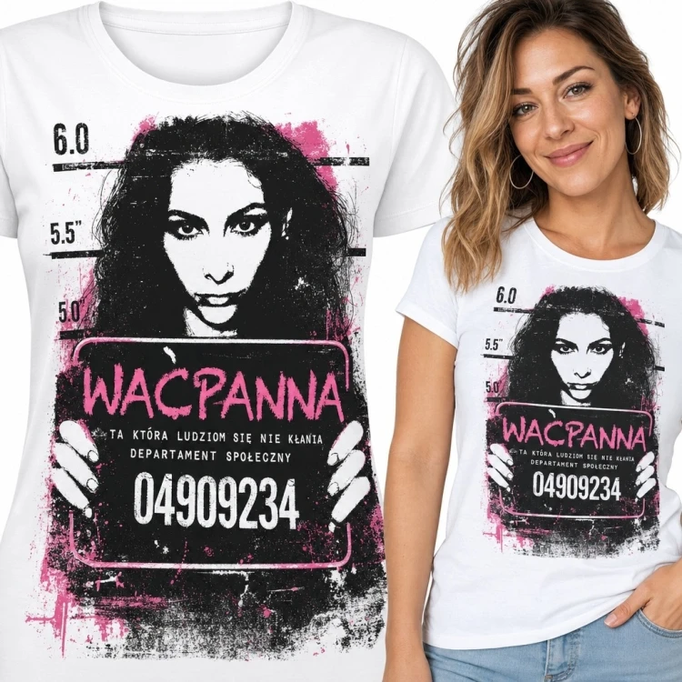 Koszulka damska z napisem „Waćpanna” - buntowniczy portret retro
