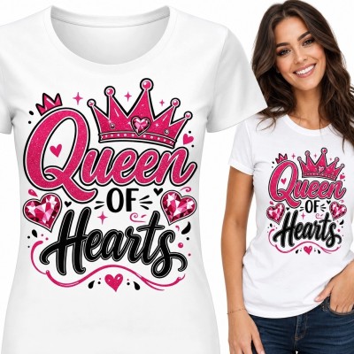 Koszulka damska „Queen of Hearts” - korona i serca