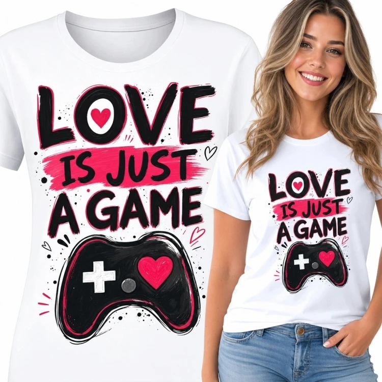 Koszulka damska dla graczki z kontrolerem „Love is just a game”