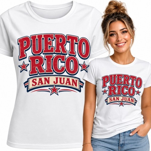 Koszulka damska „Puerto Rico” z motywem San Juan w stylu varsity