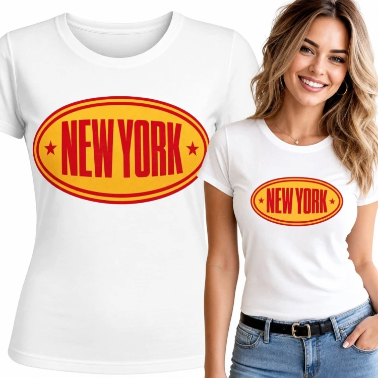 Koszulka damska z retro emblematem Nowego Jorku „New York” - miejski wzór