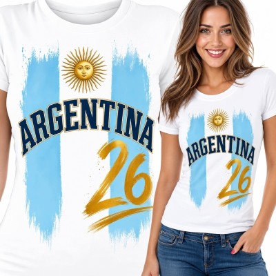 Koszulka damska z argentyńskim motywem „Argentina” i numerem 26