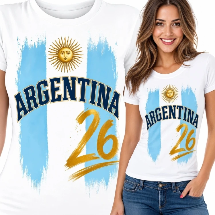 Koszulka damska z argentyńskim motywem „Argentina” i numerem 26