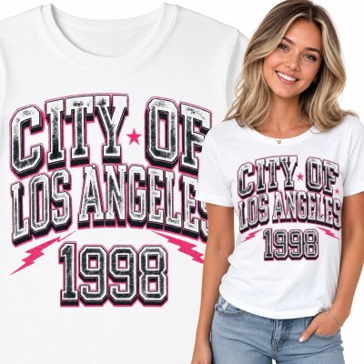 Koszulka damska z nadrukiem „City of Los Angeles 1998” - styl varsity retro
