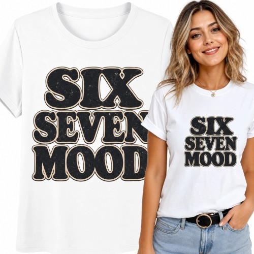 Koszulka damska z napisem retro „Six Seven Mood”