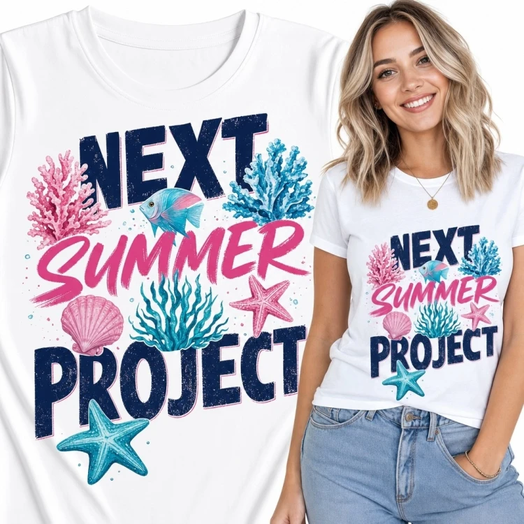 Koszulka damska „Next Summer Project” - morski motyw wakacyjny