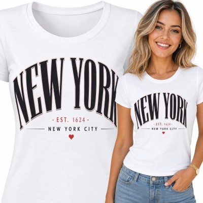 Koszulka damska z motywem Nowego Jorku „New York” - styl college
