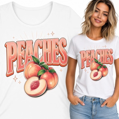 Koszulka damska „Peaches” z brzoskwiniami w stylu retro