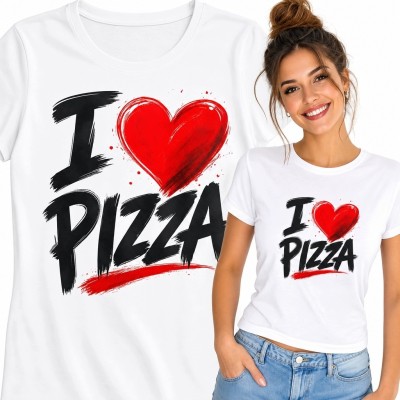 Koszulka damska dla miłośniczki pizzy „I ♥ Pizza” - zabawny nadruk