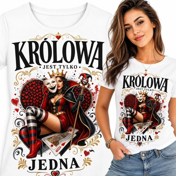 Koszulka damska z królową kier „Królowa jest tylko jedna”