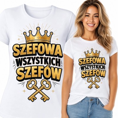 Koszulka damska „Szefowa wszystkich szefów” z koroną - królewski nadruk
