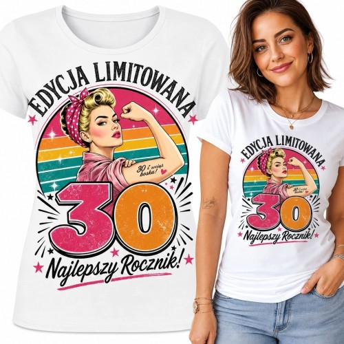 Koszulka damska na 30 urodziny z pin-up „30 - Najlepszy rocznik!” - retro