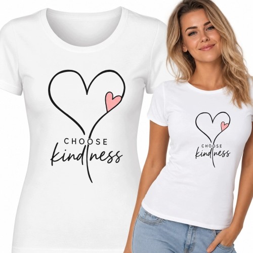 Koszulka damska z sercem i napisem „Choose kindness” - minimalistyczny wzór