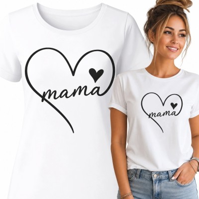 Koszulka damska z sercem i napisem „mama” - minimalistyczny nadruk
