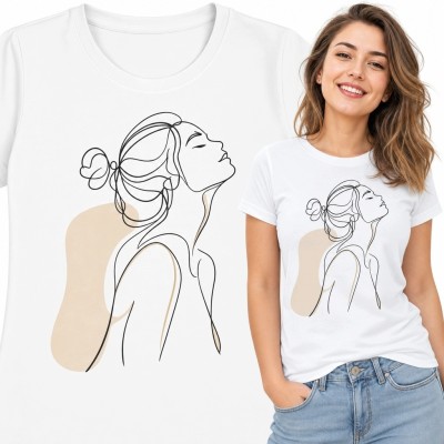 Koszulka damska z profilem kobiety - minimalistyczny line art