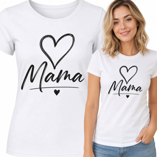 Koszulka damska „Mama” z motywem serc - na Dzień Matki
