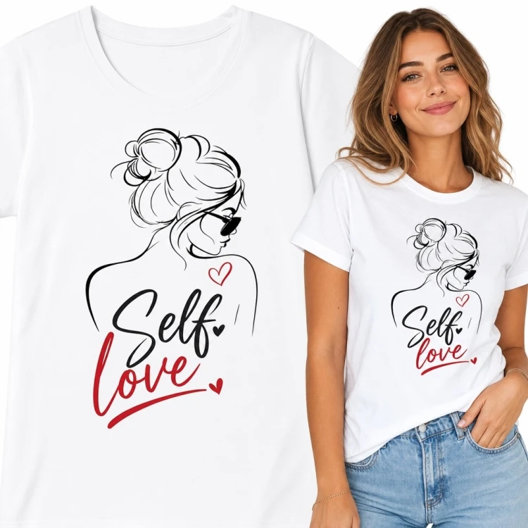 Koszulka damska „Self Love” - minimalistyczny portret kobiety
